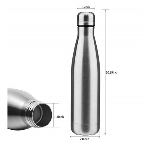 Black AEX 500ml Water Bottle Leak Proof Vacuum Insulated Stainless Steel Bottl 