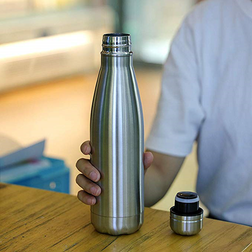 Stainless Steel Water Bottle Cup Double Wall Vacuum Insulated Leak-Proof Cola Shape Travel Vacuum Bottle Perfect for Outdoor Camping (500 ml) 