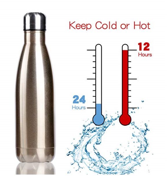 Stainless Steel Vacuum Insulated Water Bottle | Leak-Proof Double Walled Cola Shape Bottle | Keeps Drinks Cold for 24 Hours & Hot for 12 Hours 
