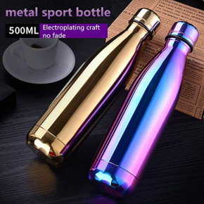 Stainless Steel Water Bottle Cup Double Wall Vacuum Insulated Leak-Proof Cola Shape Travel Vacuum Bottle Perfect for Outdoor Camping (500 ml) 